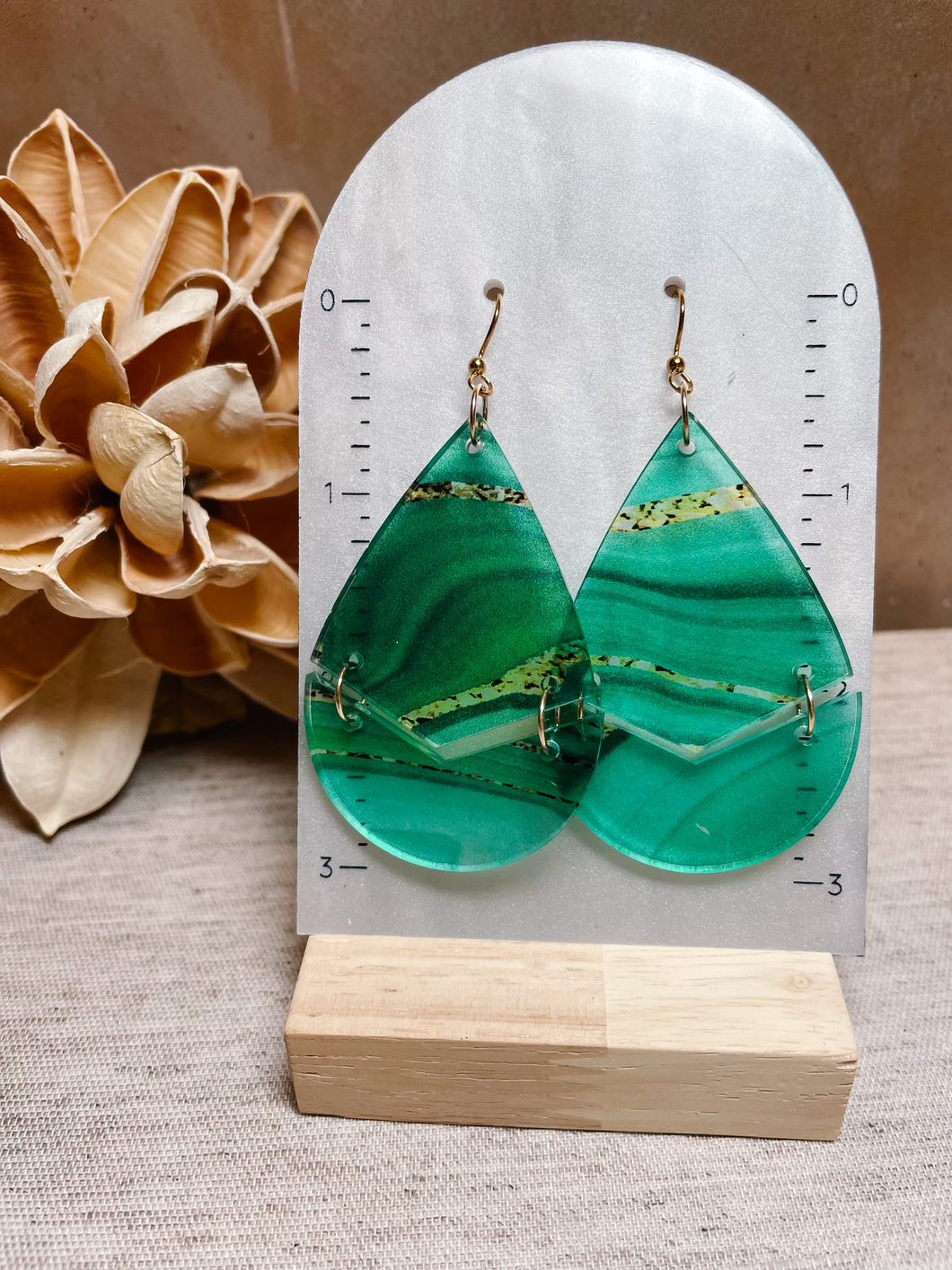 Sea Glass inspired Acrylic Statement Earrings | Surgical Steel