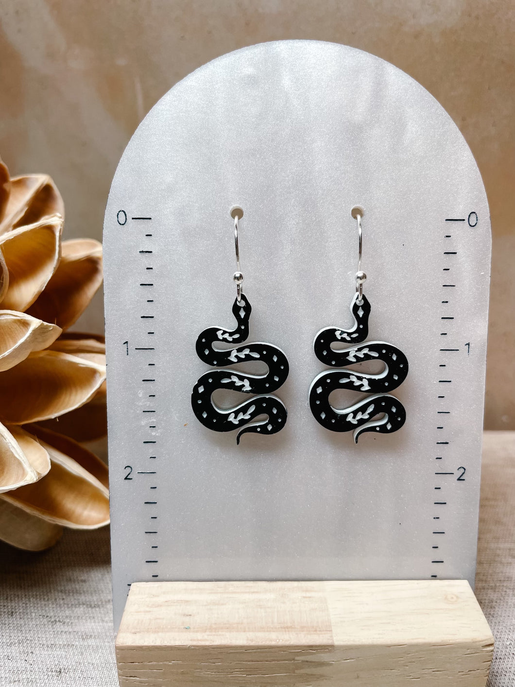 Mini Snake inspired Acrylic Statement Earrings | Sterling Silver