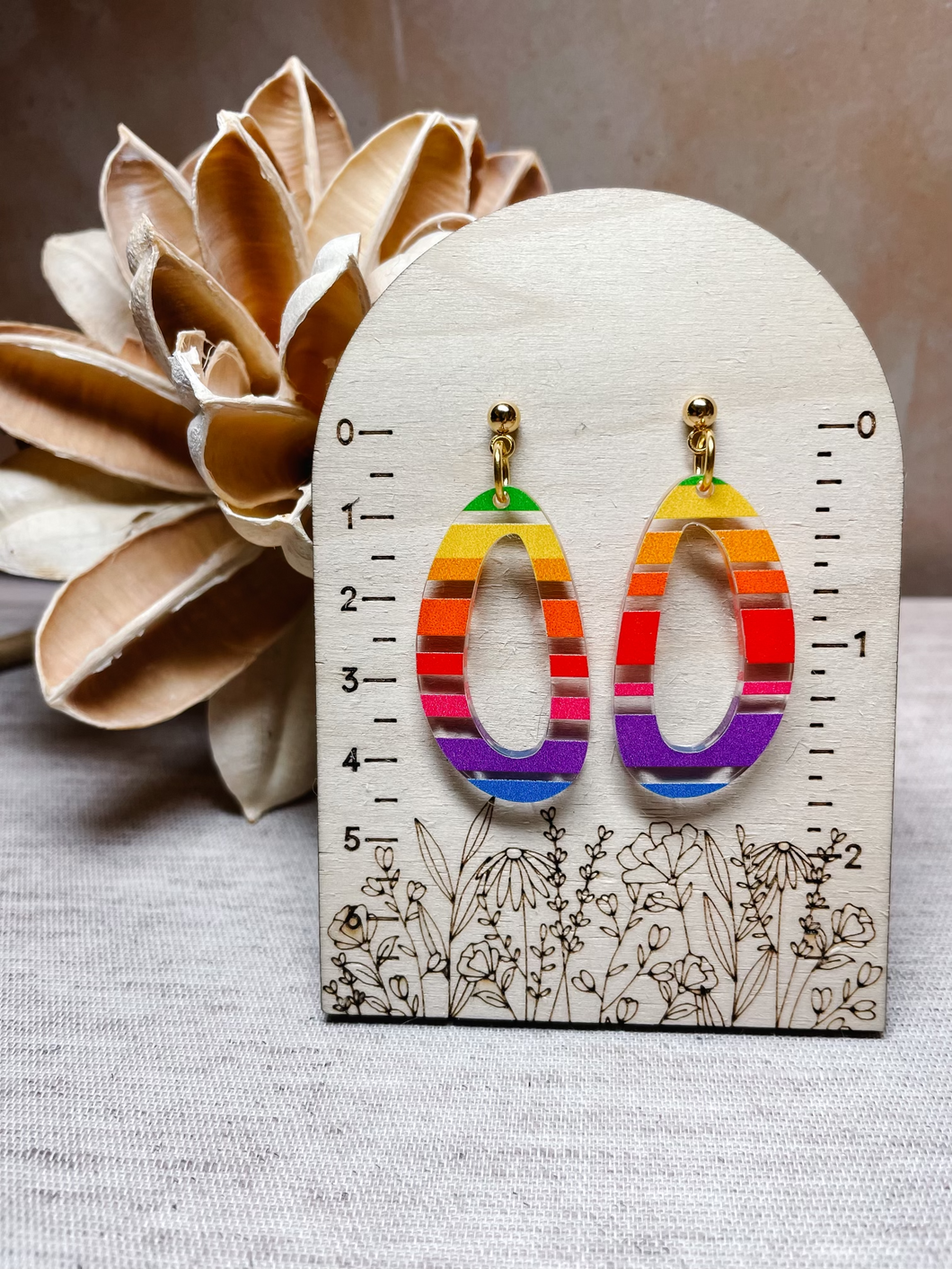 Rainbow Acrylic Statement Earrings | Stainless Steel