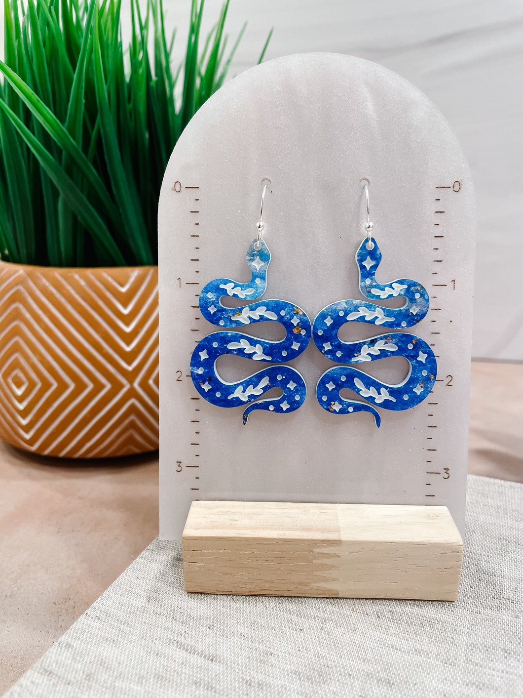 Snake inspired Acrylic Statement Earrings | Sterling Silver